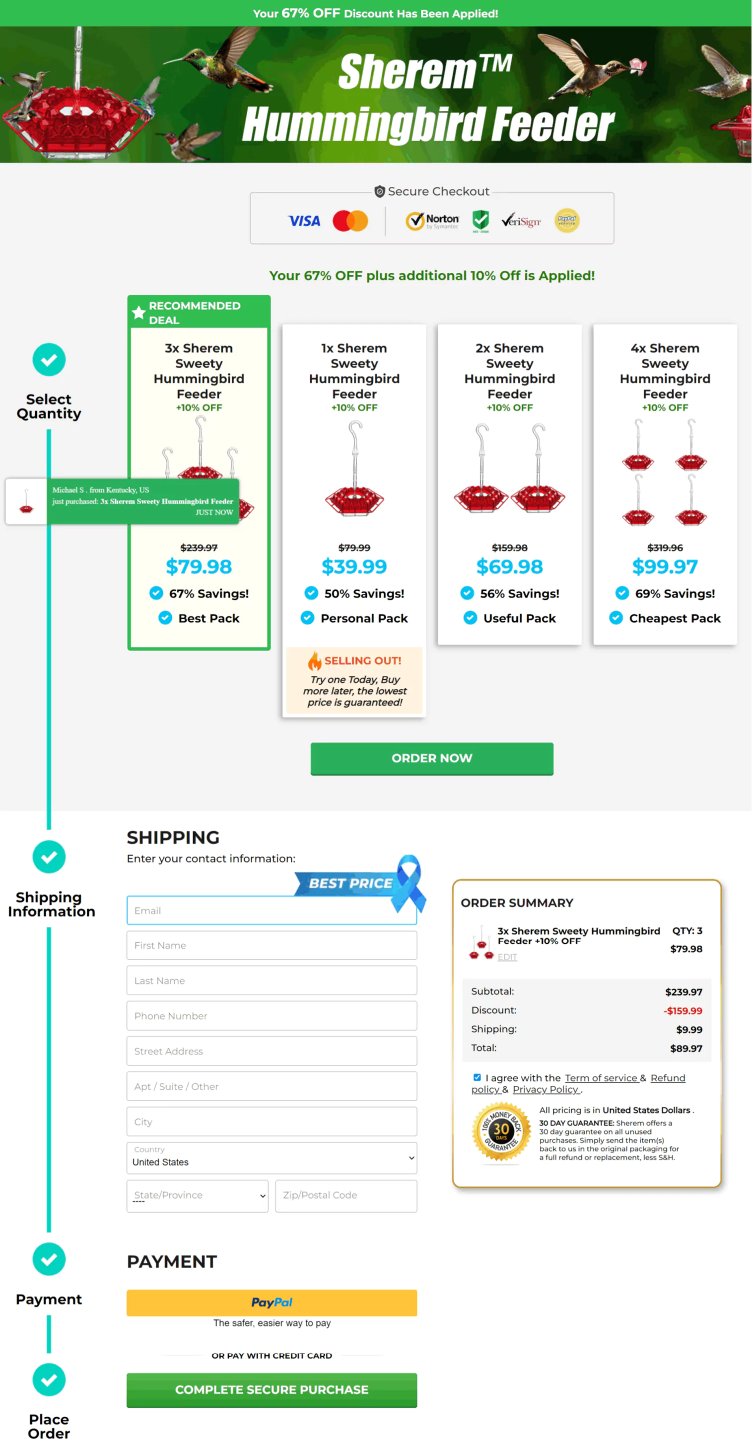 ProstaThrive checkout page